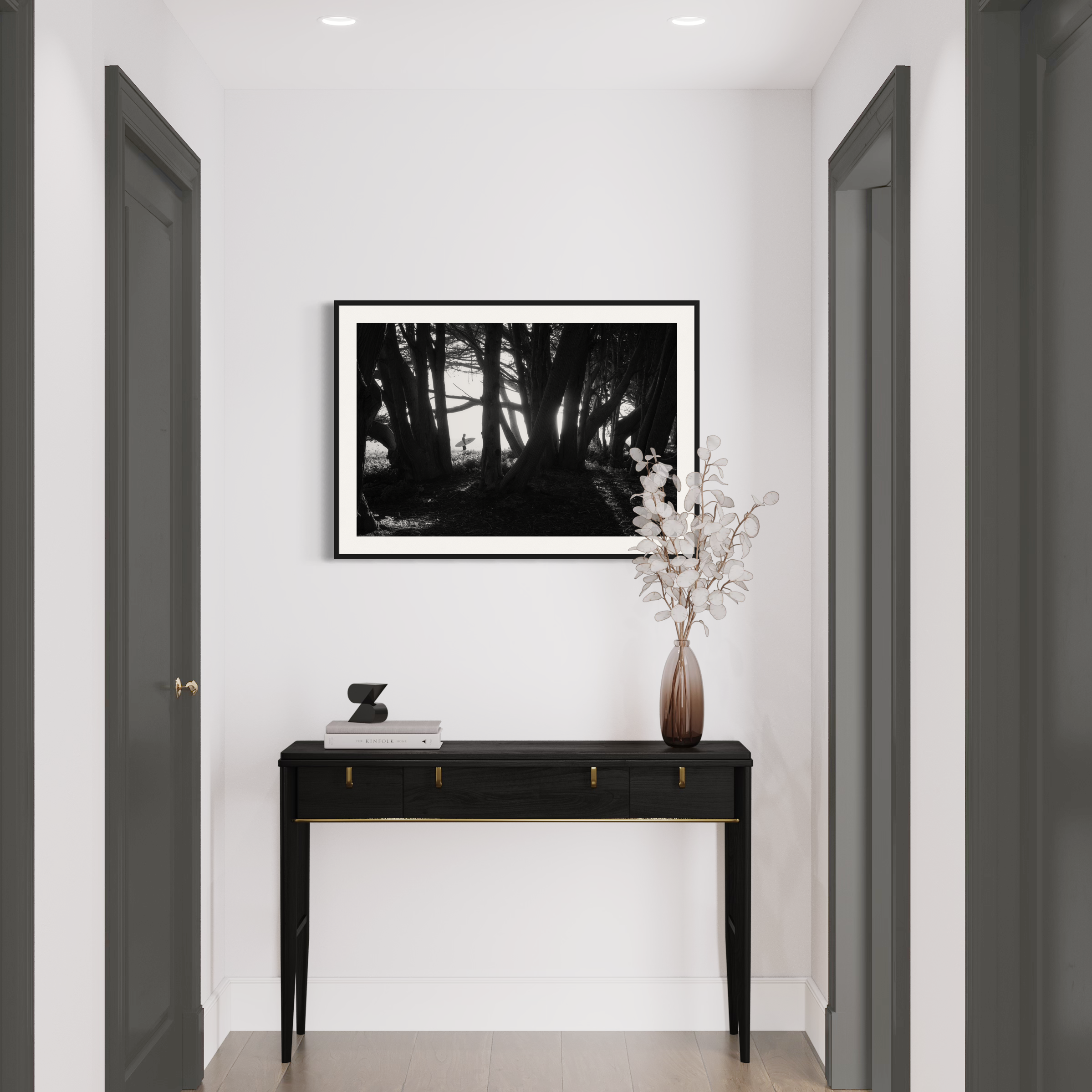 Surfer and Cypress Trees Print