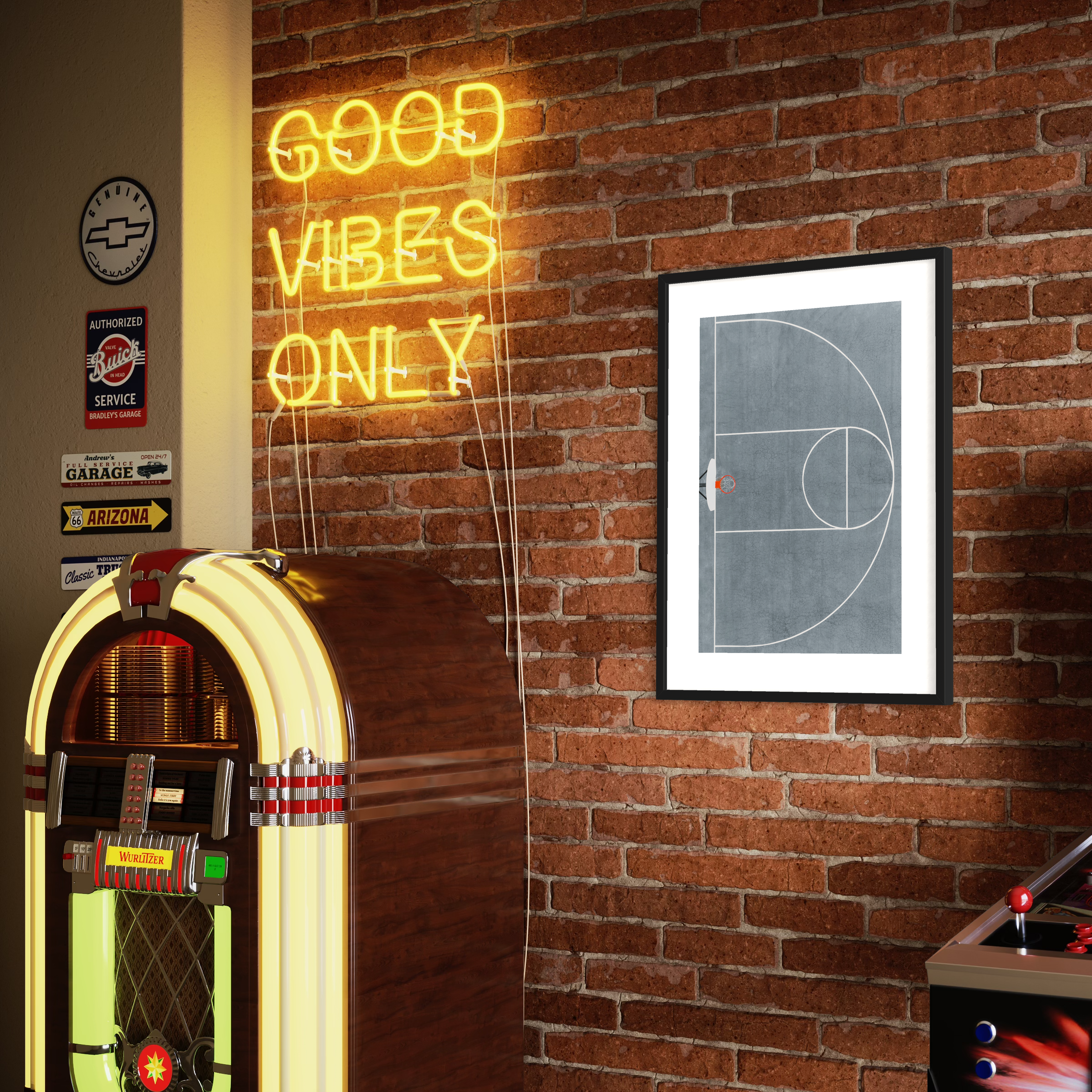 Basketball Court From Above Print