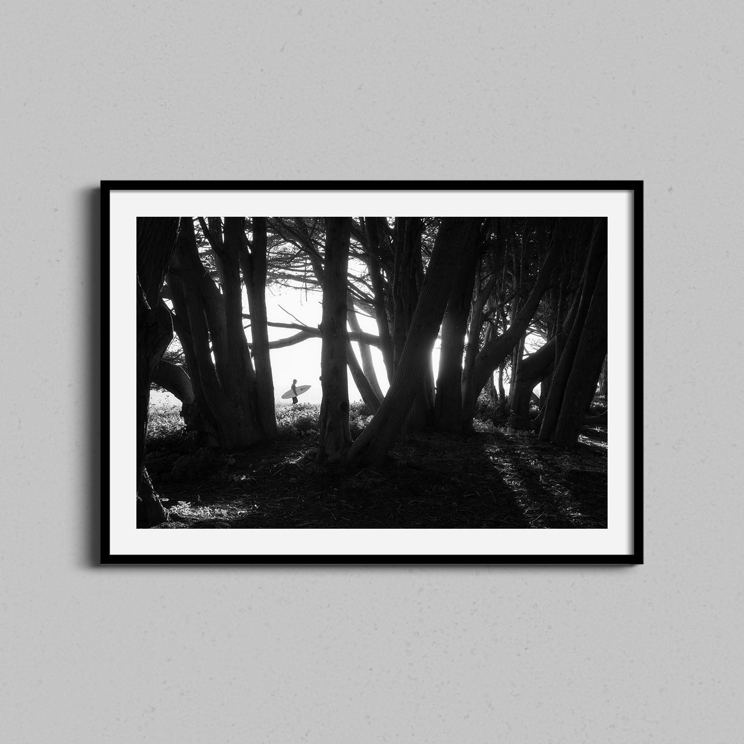 Surfer and Cypress Trees Print