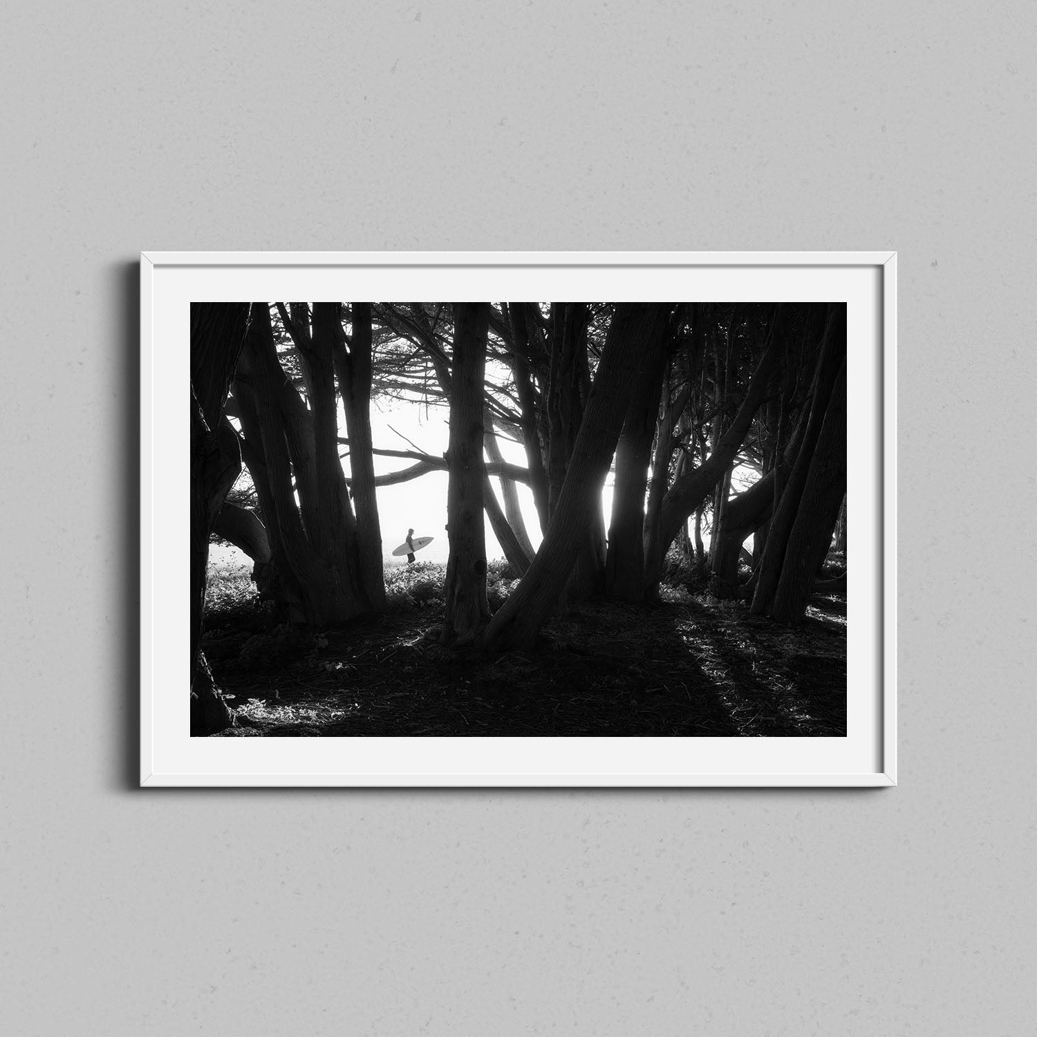 Surfer and Cypress Trees Print