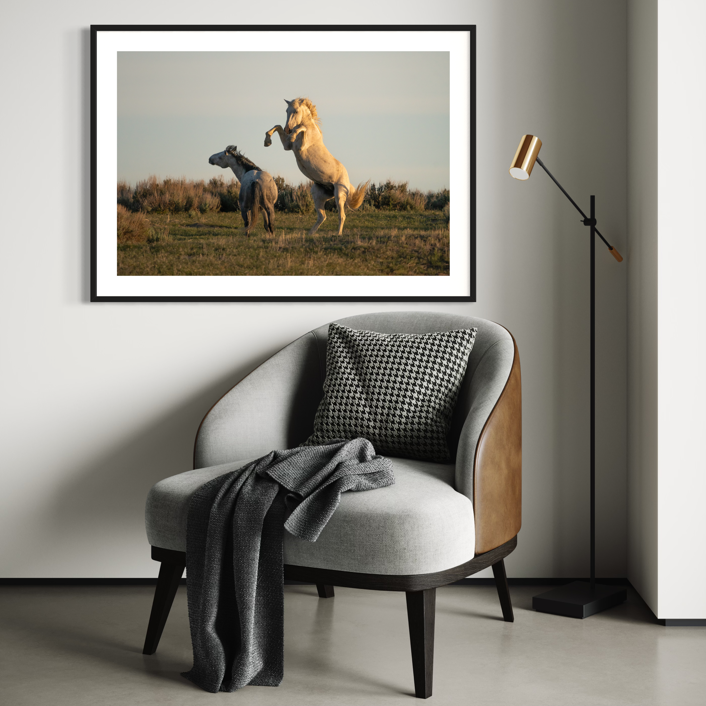 Wild Fighting Stallions Print