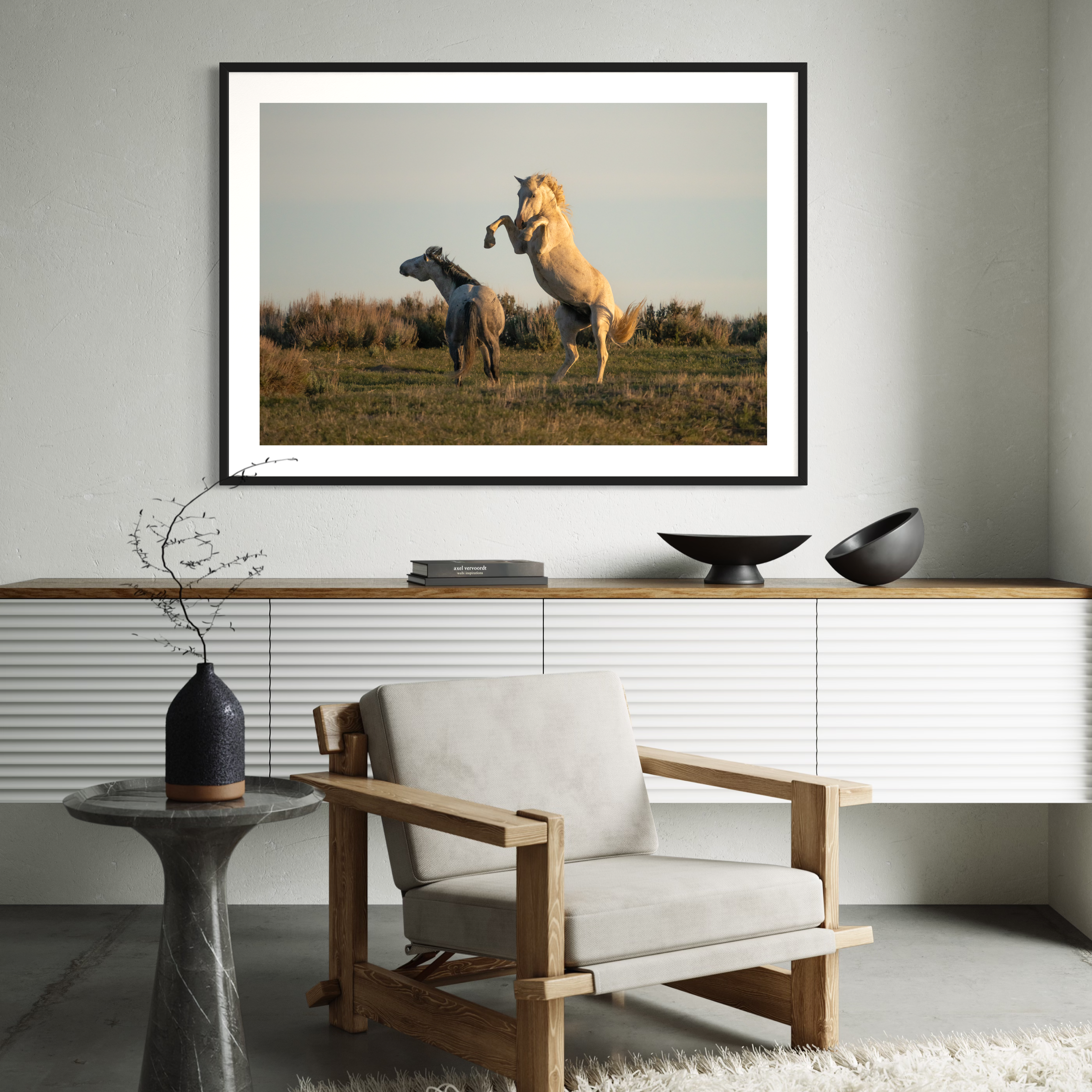 Wild Fighting Stallions Print